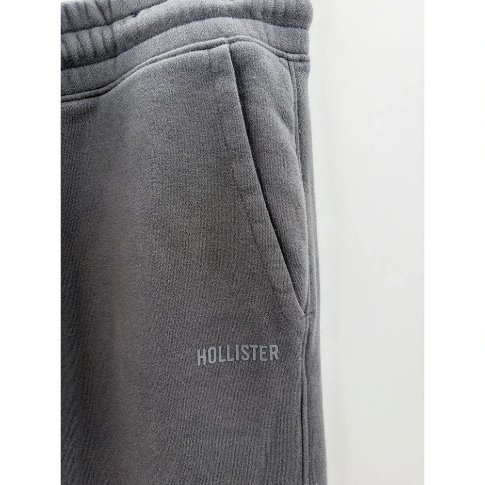 Hollister Mens Charcoal Gray Fleece Jogger Sweatpant Drawstring Relaxed Med Tall